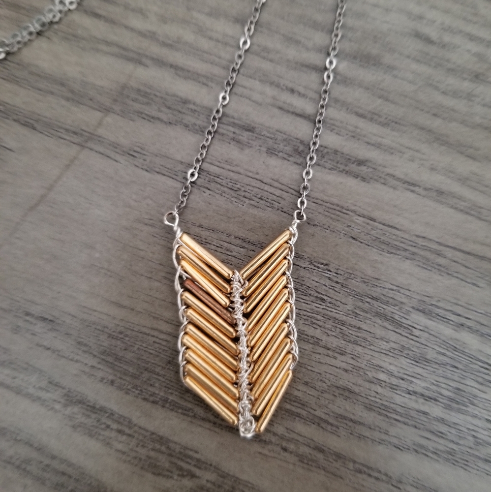 Sarah Briggs Mixed Metal Arrow Necklace